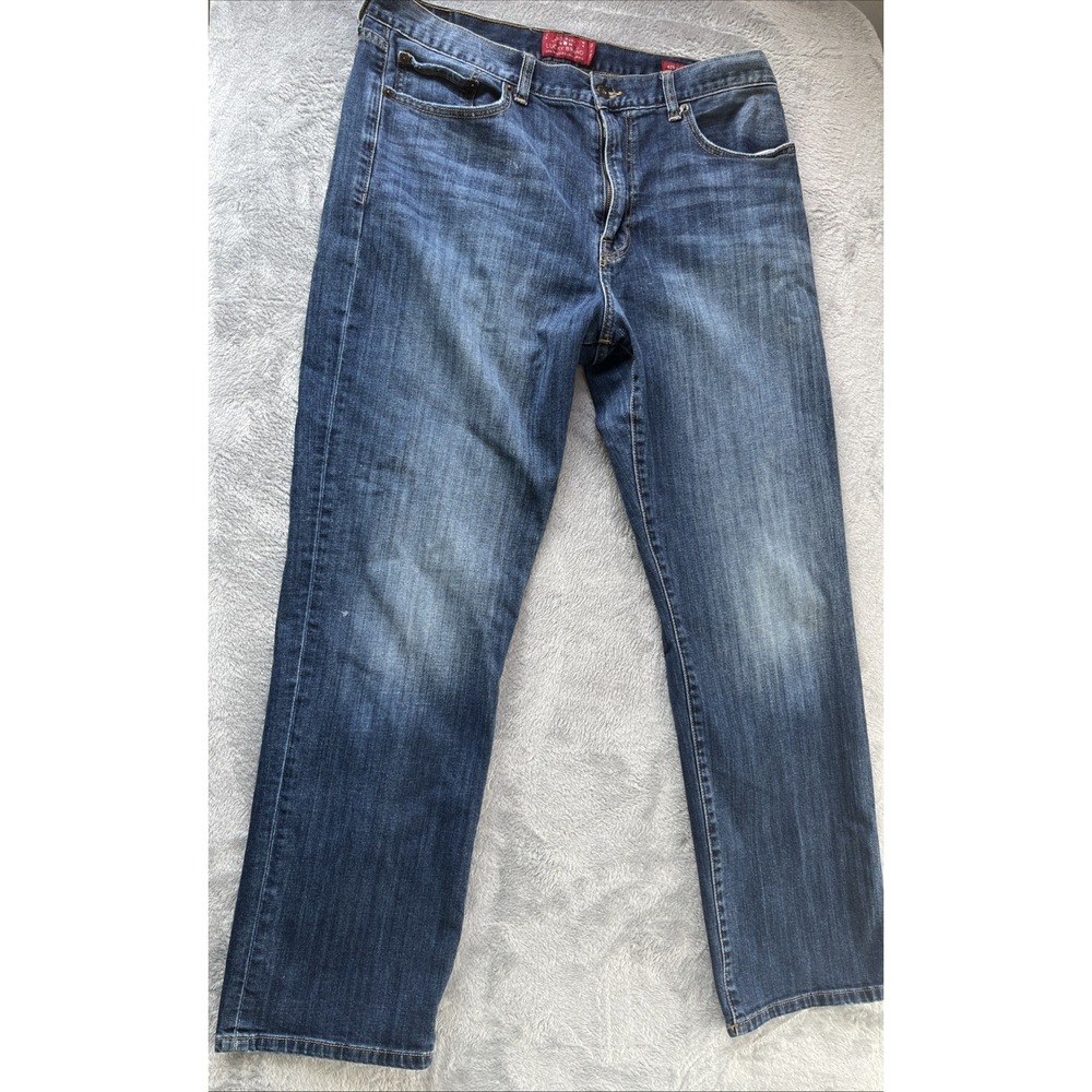 Lucky Brand 429 Classic Straight Jeans Men's 36x31 (Tag: 36x32) Blue Dark Wash - Picture 3 of 13